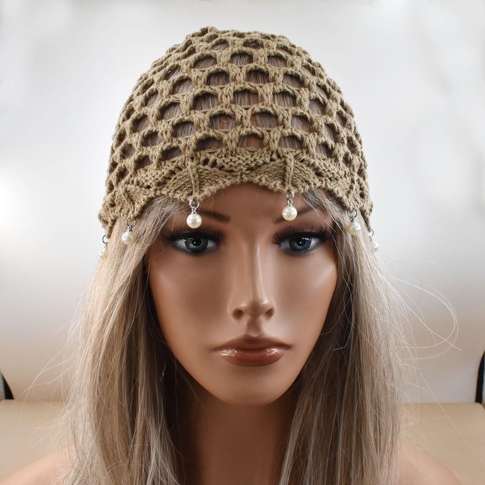 Adjustable Hollow Knit Cap Hollow Out Ethnic Style Cap Breathable Bohemian Cap Outdoor