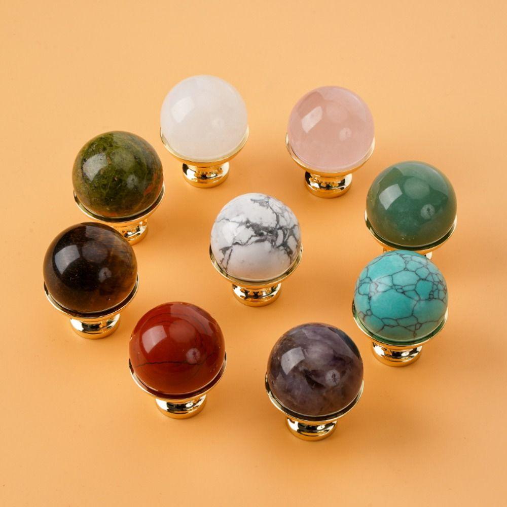 Multiple Colors Drawer Pull Handles Single Hole Electroplate Cabinet Knobs Decoration Brass and Marble Light Luxury