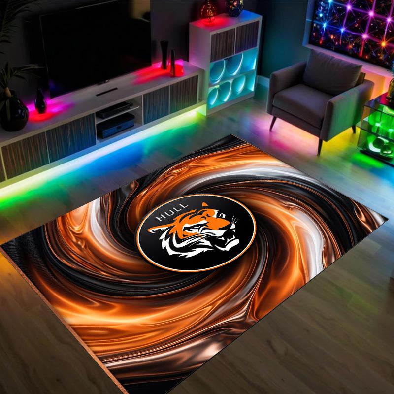 Hull City Football Design Crystal Velvet Carpet Cozy Non?Slip Printed Rug For Bedroom Living Room Entrance