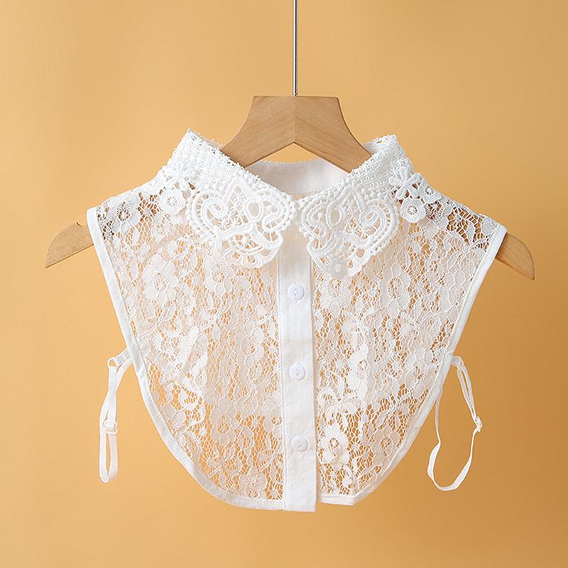 Damen Spitzenpuppe Falscher Kragen Schal Wickel Abnehmbar Abnehmbarer Spitzen-Falschkragen Verstellbar Damen Kleidung Accessoire