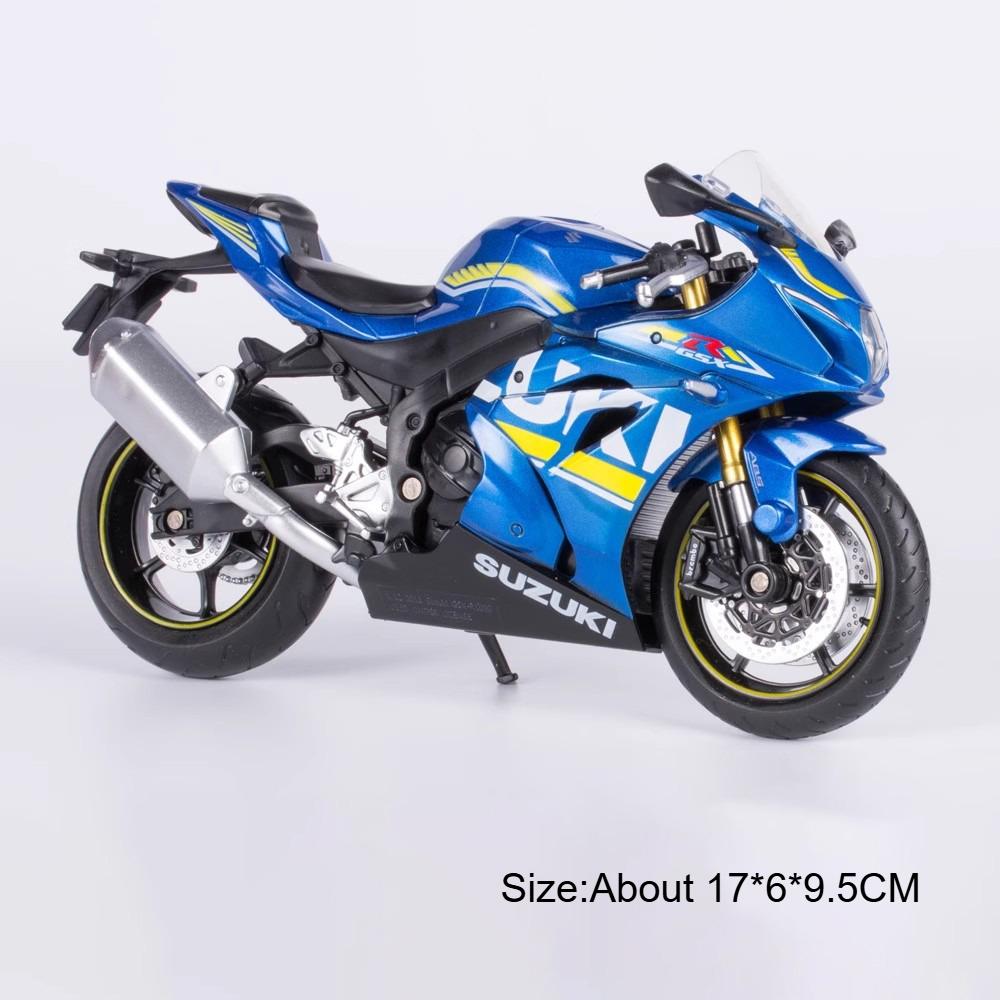1:12 SUZUKI GSX-R1000 BMW R1250GS Motorcycle Model Toy Car Linkage Steering Retractable Tripod Alloy Diecast Models Kids Toys