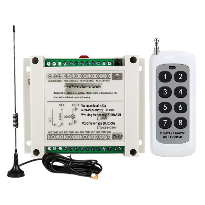 DC 12V 8-Channel Wireless Remote Control Switch for 24V & 220V 315 MHz