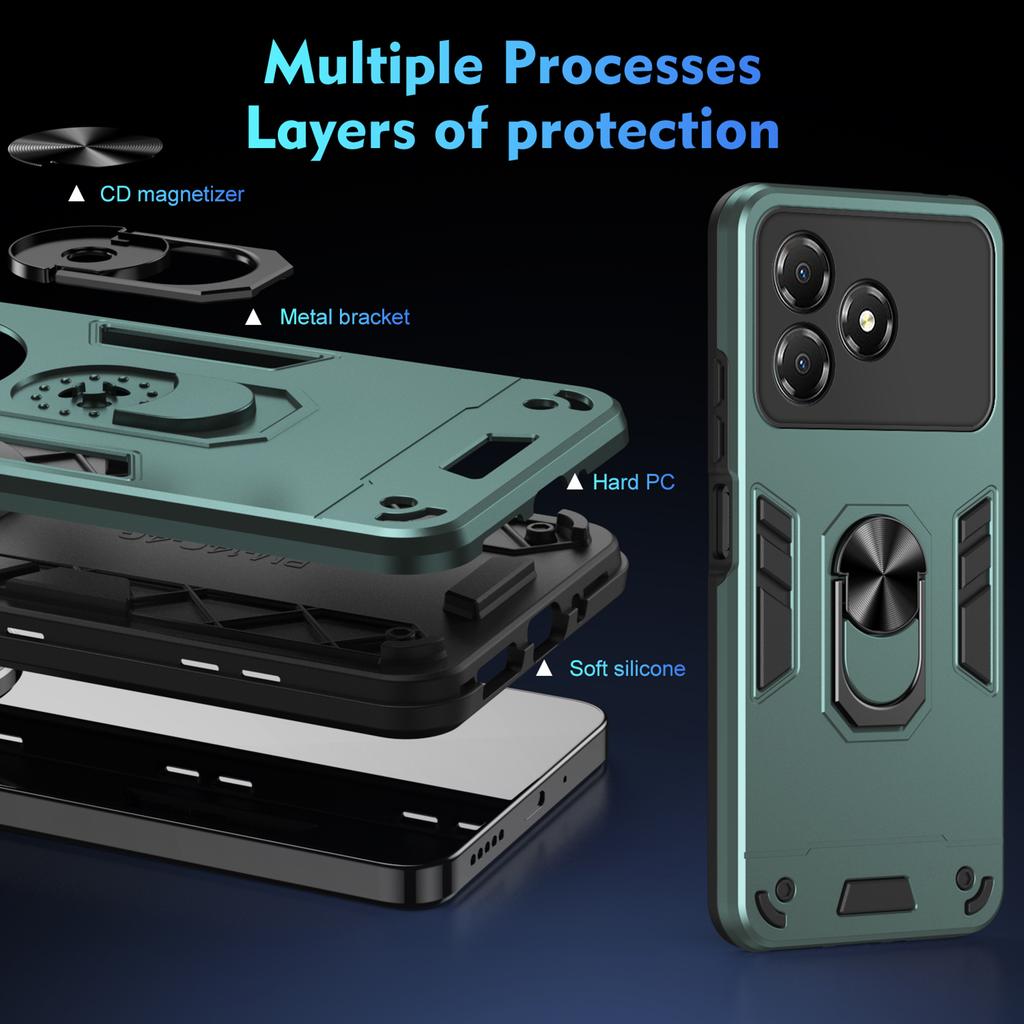 For ZTE Blade A36 Case PC+TPU Drop Defend Phone Cover with Ring Kickstand