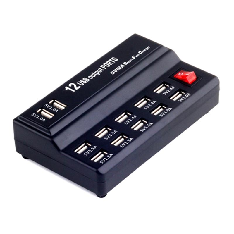 5V 2A 12-Port USB Charging Hubs Power Stations Mobile Phone Charging for Smartphone Tablets and More