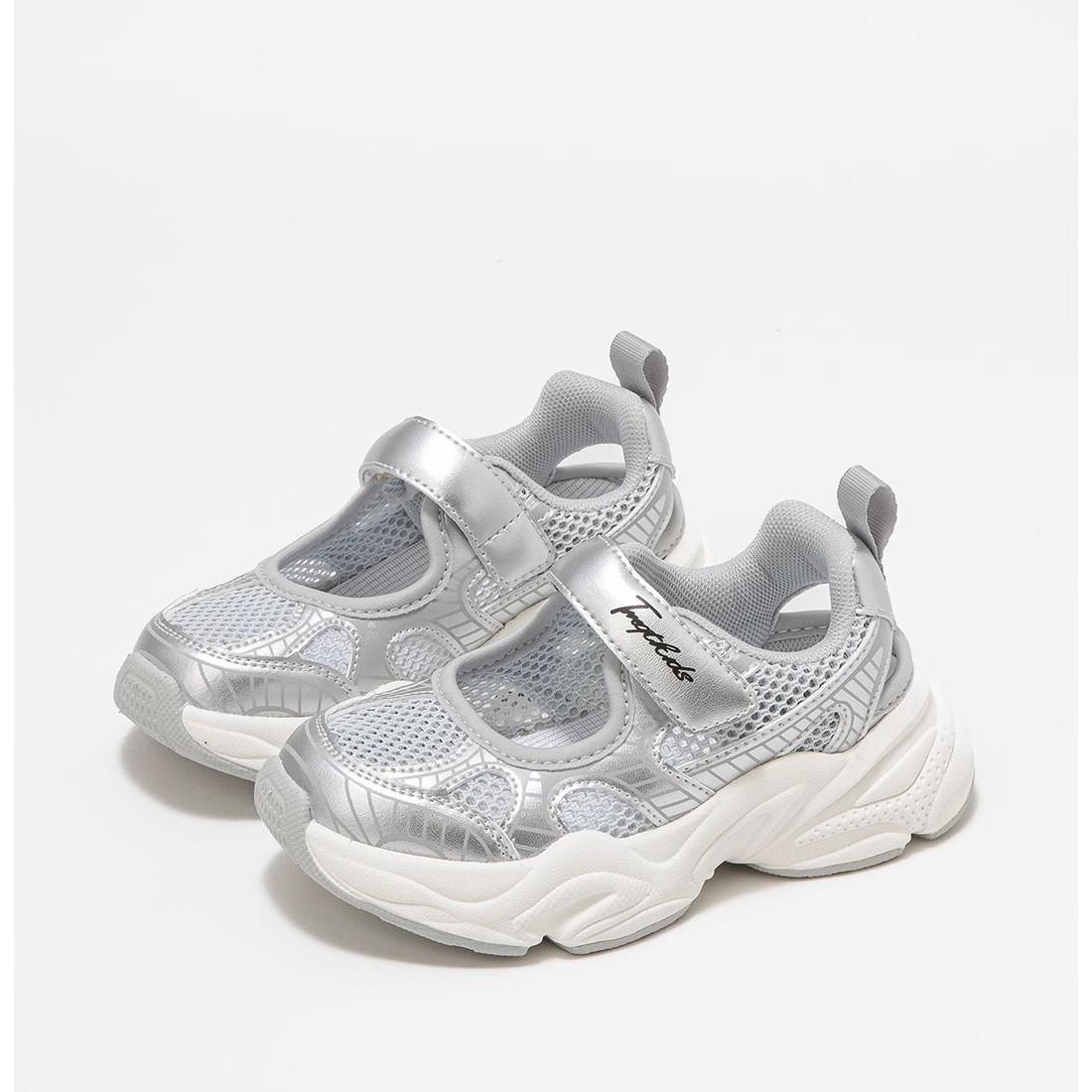 

Босоножки Баотоу для девочек Лето 2025 Новые Сетчатые Полые Детские Кроссовки Дышащие Повседневные Одинарные Сетчатые Туфли для Девочек 26-30 yards one hand shot 5 pairs серебряный серый