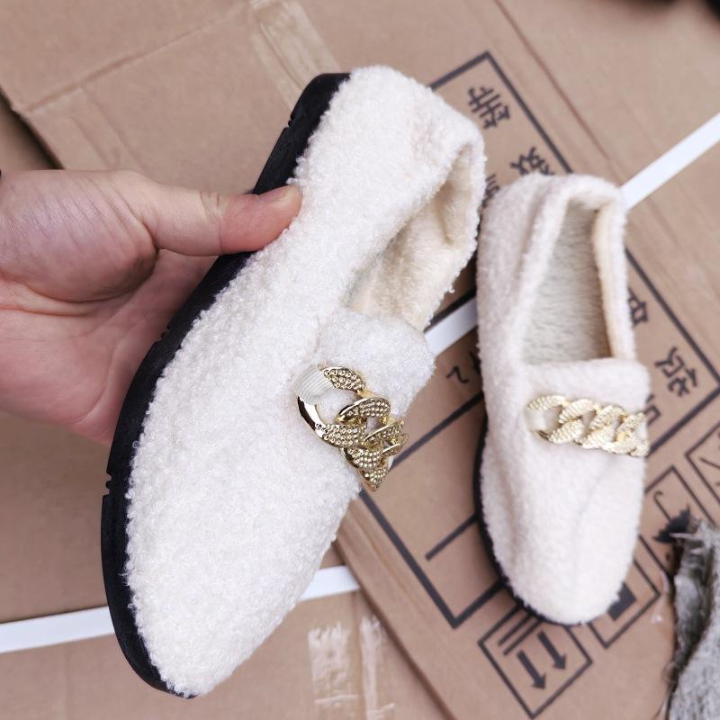Doudou shoes, warm in autumn and winter, thick-soled new Mao Mao shoes, flat-soled versatile cotton shoes, velvet mother