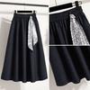 DIMANAF 2025 Autumn Plus Size Long Women Blue Skirts Elastic Waist Oversize Lady Elegant High Waist Skirts A-Line