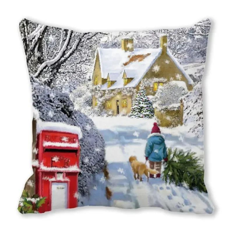 Christmas Themed Pillowcases Car Accessories Office Santa Claus Living Room Sofa Home Pillowcases