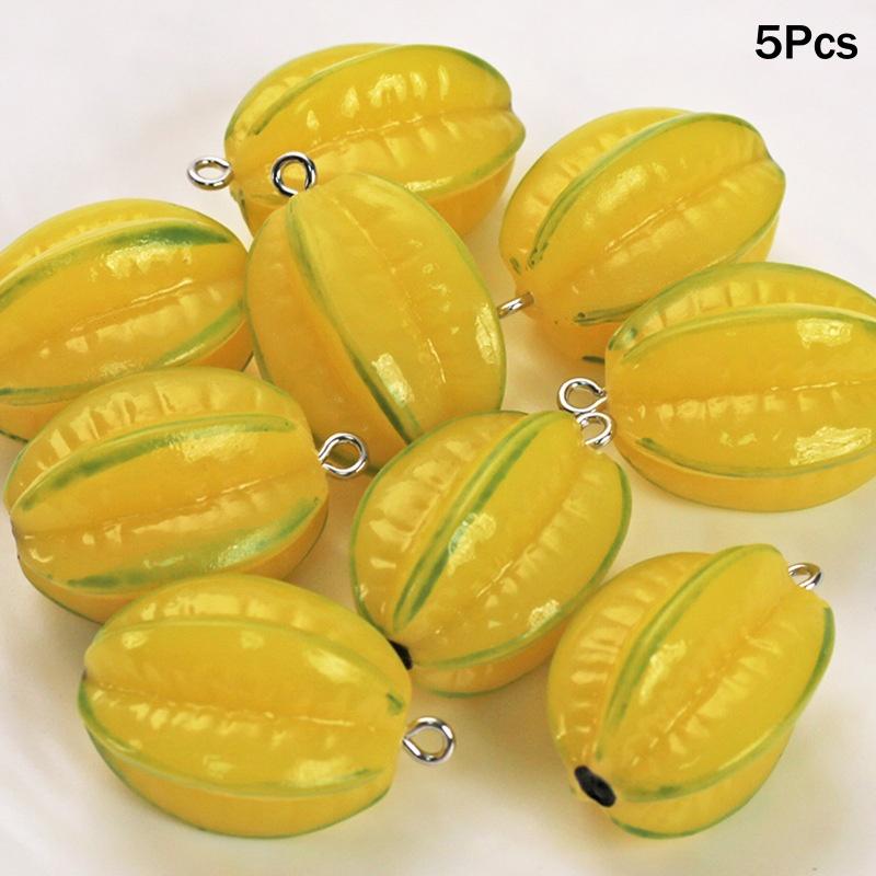 5PCS 3D Lifelike Fruit Miniature Resin Beads Fadeless Color for DIY Bracelet Necklace Jewelry Making Family Craft Activities