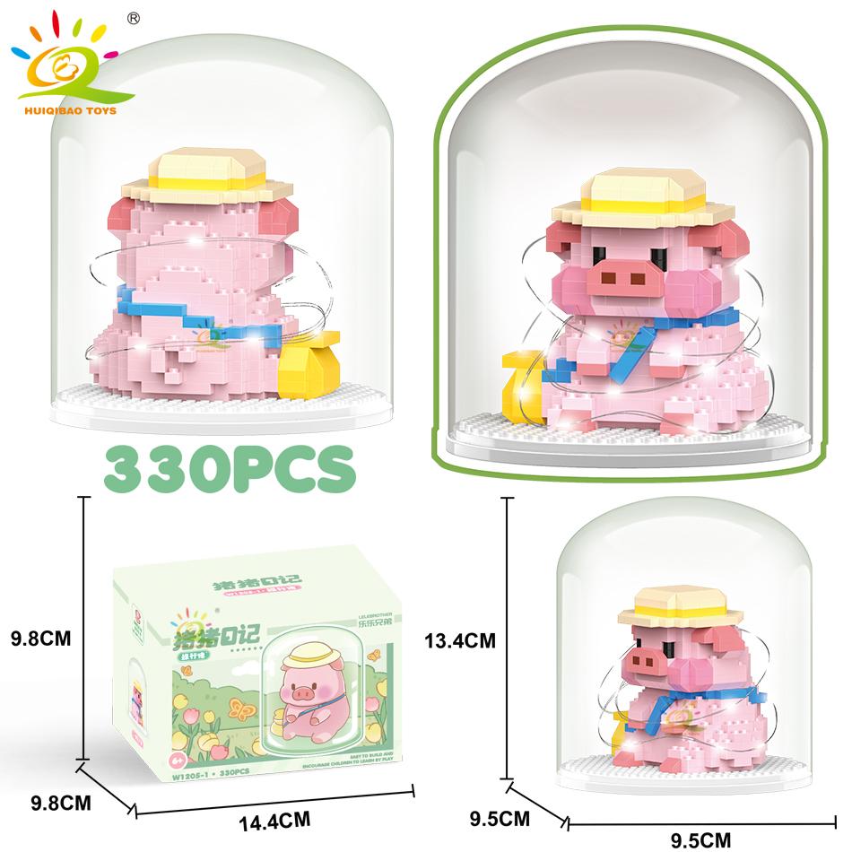 Non-Toxic Mini Cute Pig Micro Building Blocks 3D Diamond Model Animals Bricks Diy City Construction Toys For Children Kids Gift