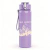 1PC Faint pale band text sketch print 750ml colorful plastic sports water bottle leakproof pop up lid with straw for outdoor work home use