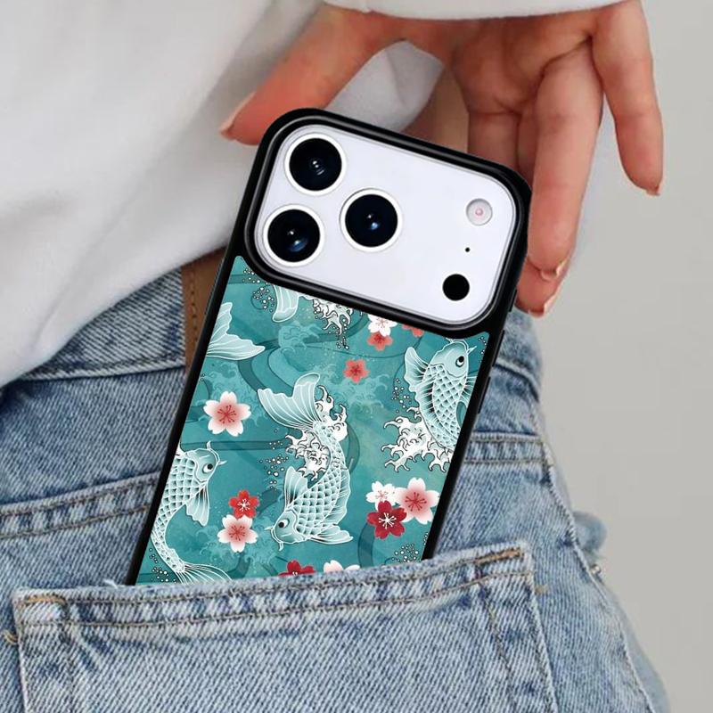 Koi Carp Fish Art Phone Case for iPhone 17ProMax 12 13 14 15 16e 17 Pro Max Plus Air Cover