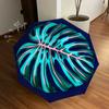 1pc Monstera Leaf Pattern Automatic Folding Umbrella, Heavy Duty 8 Rib Iron Frame,  Suitable for Travel, Daily Use, Birthday, Decor Gift  73