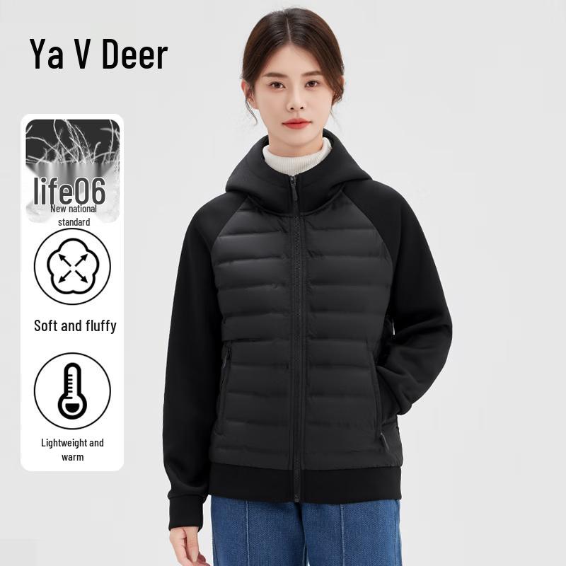 Yalu Women's Lightweight Hooded 90% Duck Down Short Jacket