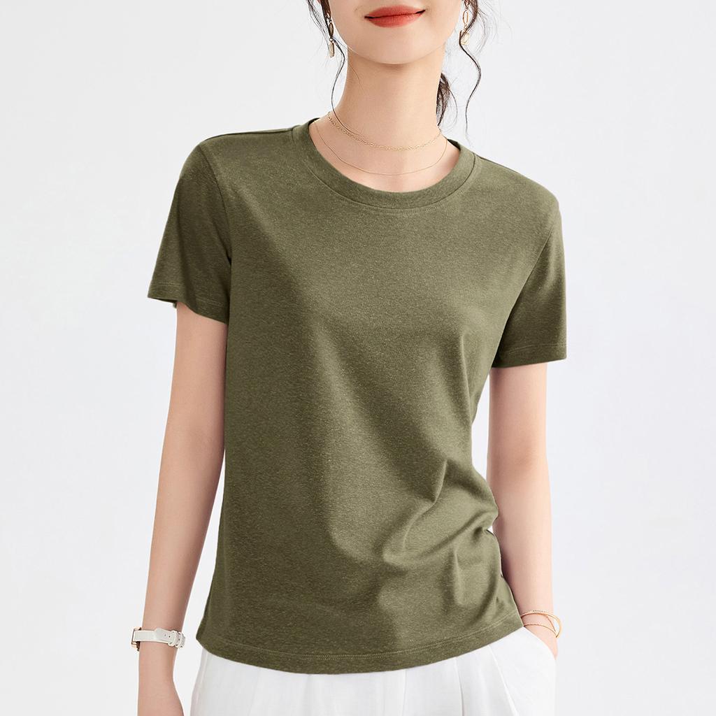 New Tencel Linen Mask Women's Summer Short Sleeve Thin Bottom Shirt Loose Top Clothing