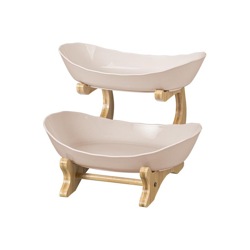 

Настольные тарелки, посуда, кухонная ваза с фруктами и полами, разделенные подносы для конфет и тортов, деревянная посуда, посуда double-layer бежевый