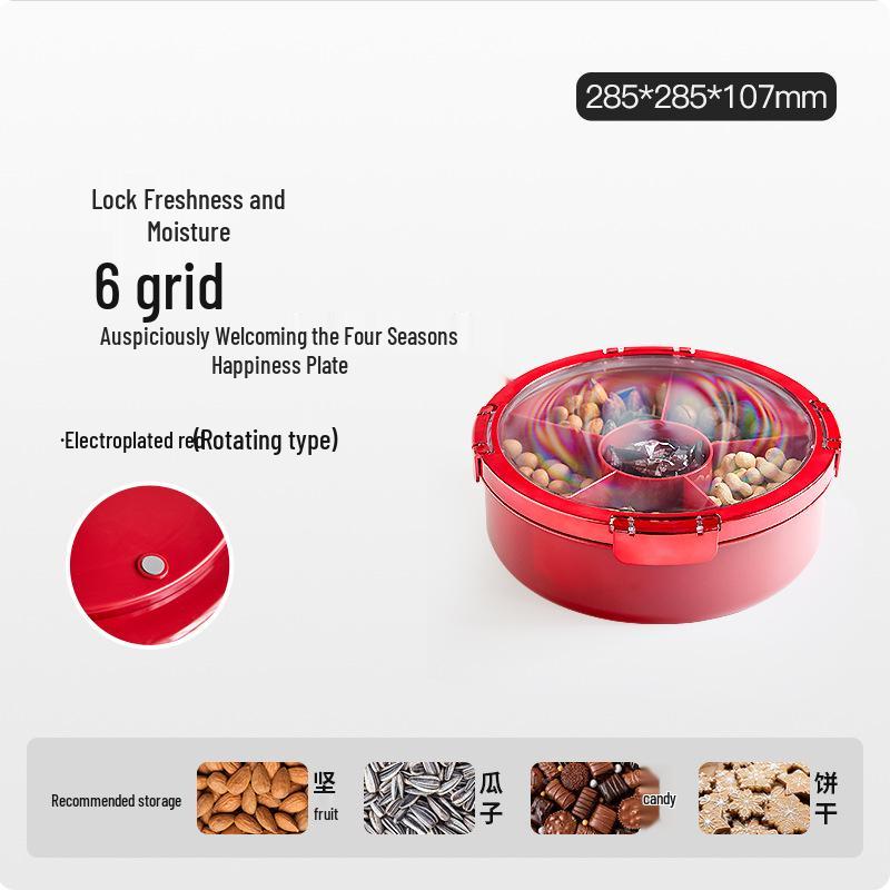 New Year Dried Fruit & Candy Tray: Sealed Wedding, Living Room, or Coffee Table Snack Box with Sunflower Seed Storage