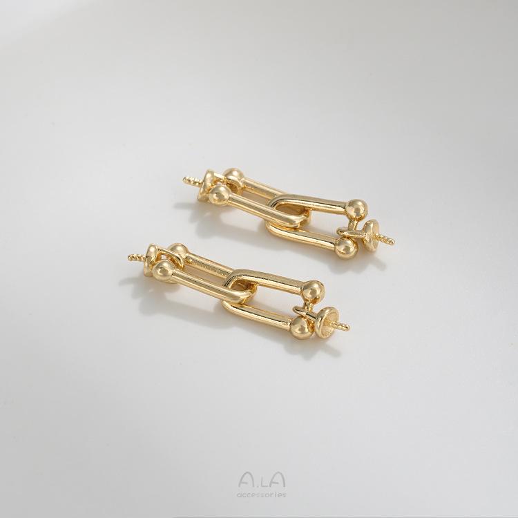 Łańcuszek z podwójnymi szpilkami oczkowymi wypełniony 14-karatowym złotem do tworzenia biżuterii DIY