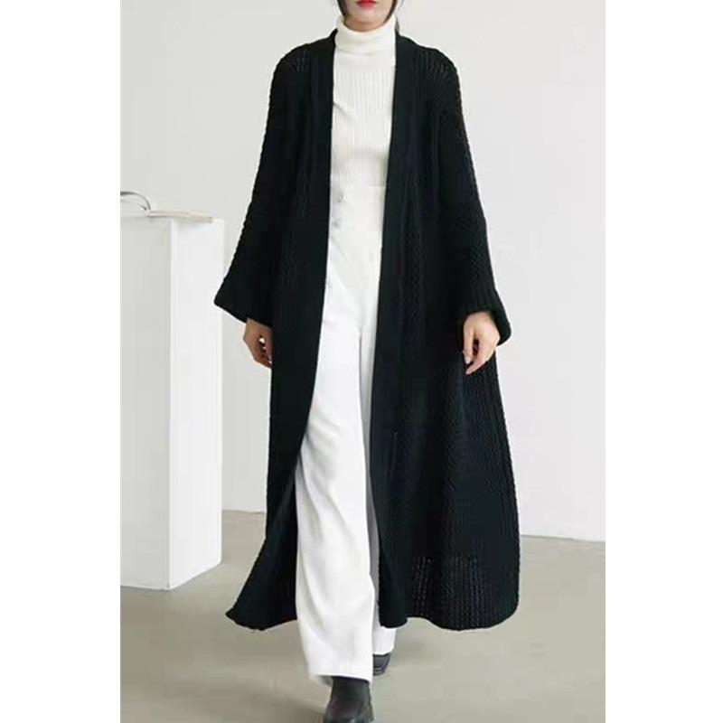 

Осень/зима Элегантная Мода Вязаный Кардиган Длинный Свитер Женские Пальто Новые Свободные Повседневные V-образный вырез Куртки Офисные Пальто с длинным рукавом Рубашка Одежда One Size чёрный