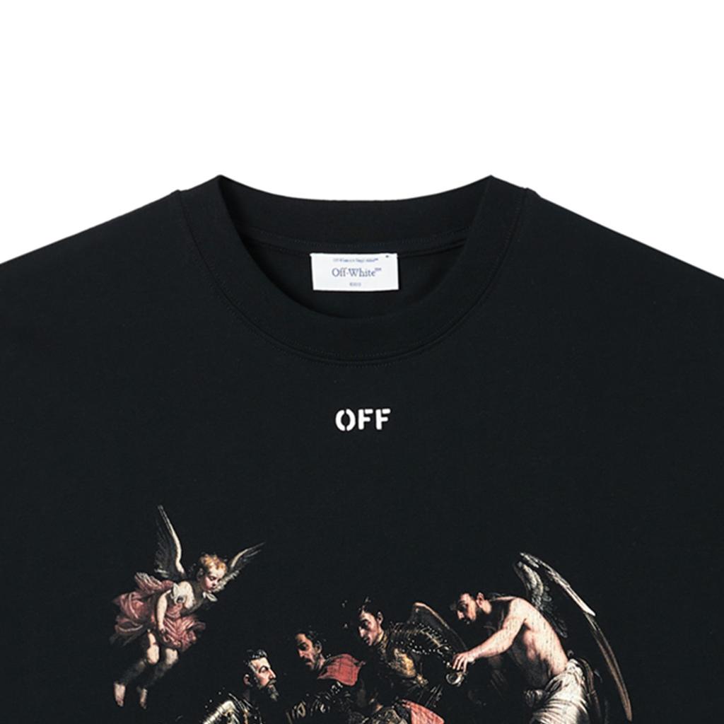Off-White Couple Loose Trendy Character Regular Sleeve Short Sleeve Casual T-Shirt Unisex Tops OFFTE08ISEAMR