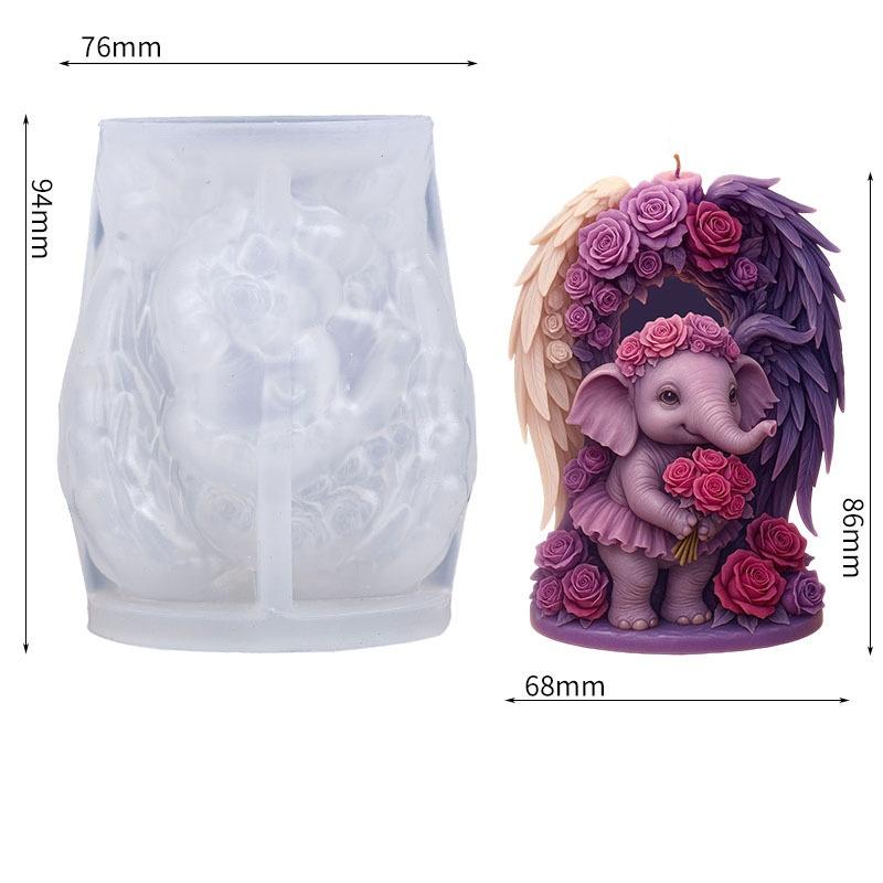 

3D Angel Elephant Silicone Candle Mold DIY Epoxy Resin Aromatherapy Gypsum Casting Craft Ornament Home Decor Making Tool