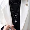 French Retro Style Portrait Beaded Necklace, 18K Gold-Plated Titanium Steel, P508