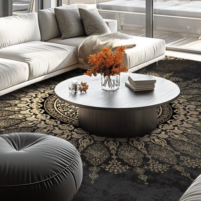 Large Area Living Room Decoration Retro Style Carpet Washable Lounge Floor Mat Anti-slip Study Rug Light Luxury Rugs for Bedroom