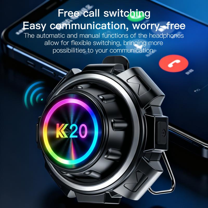 K20 Motorcycle Helmet Headset BT6.0 Intercom Music Player Hands-free Headphone Waterproof Interphone Motorcycle Accessories