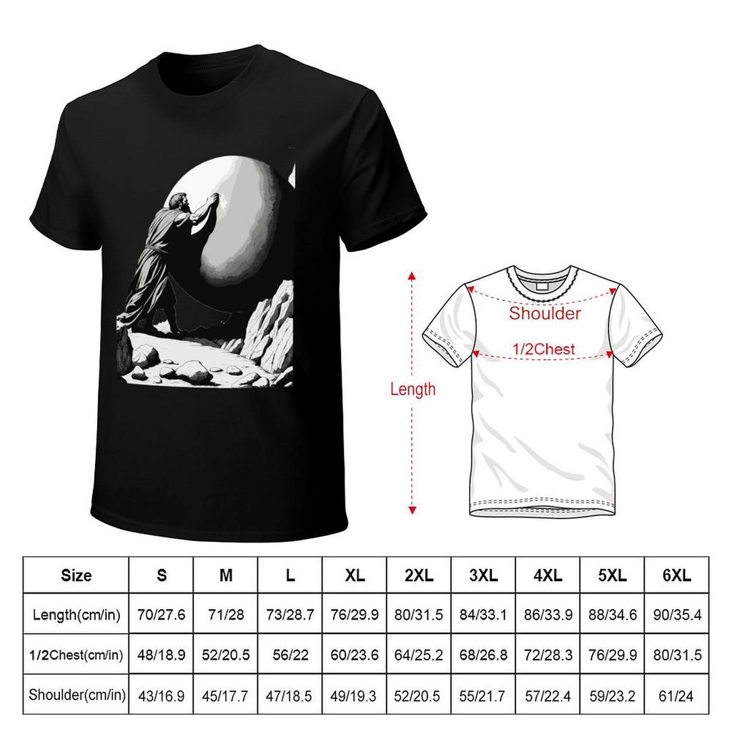 man pushes stone on the mountain TShirt new edition quickdrying Louboutins funny t shirts for men