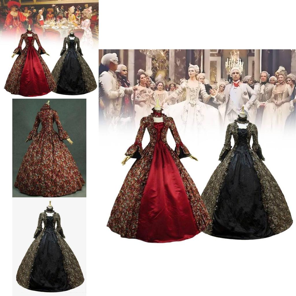 Kleid Victoria Court Langärmelig Ausgestellter Rock mit Print Cosplay Halloween Kostüm