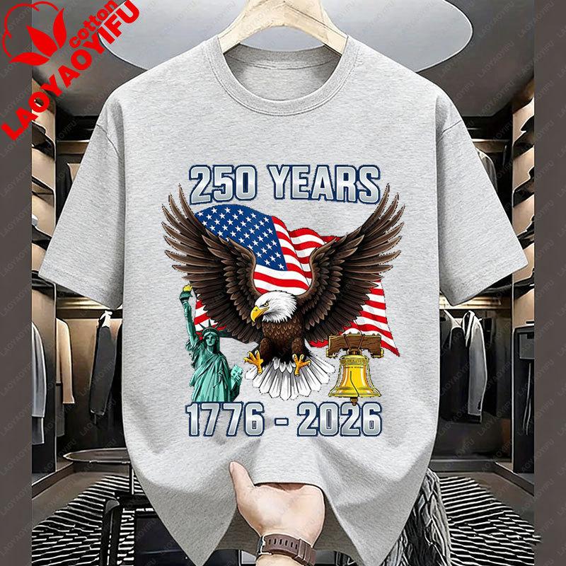 USA 250th Anniversary T Shirt America 250th Anniversary Celebration Birthday Cotton Short Sleeved Graphic T Shirts Camisetas