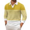 Men's Casual Fashion Printed Lapel Long-sleeved Knitted Bottoming Shirt Top