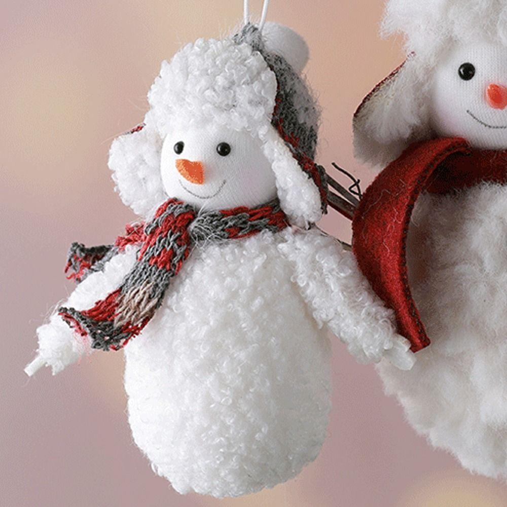 2pcs Red White Plush Snowman Doll Soft Christmas Tree Decorations  New Year Ornaments