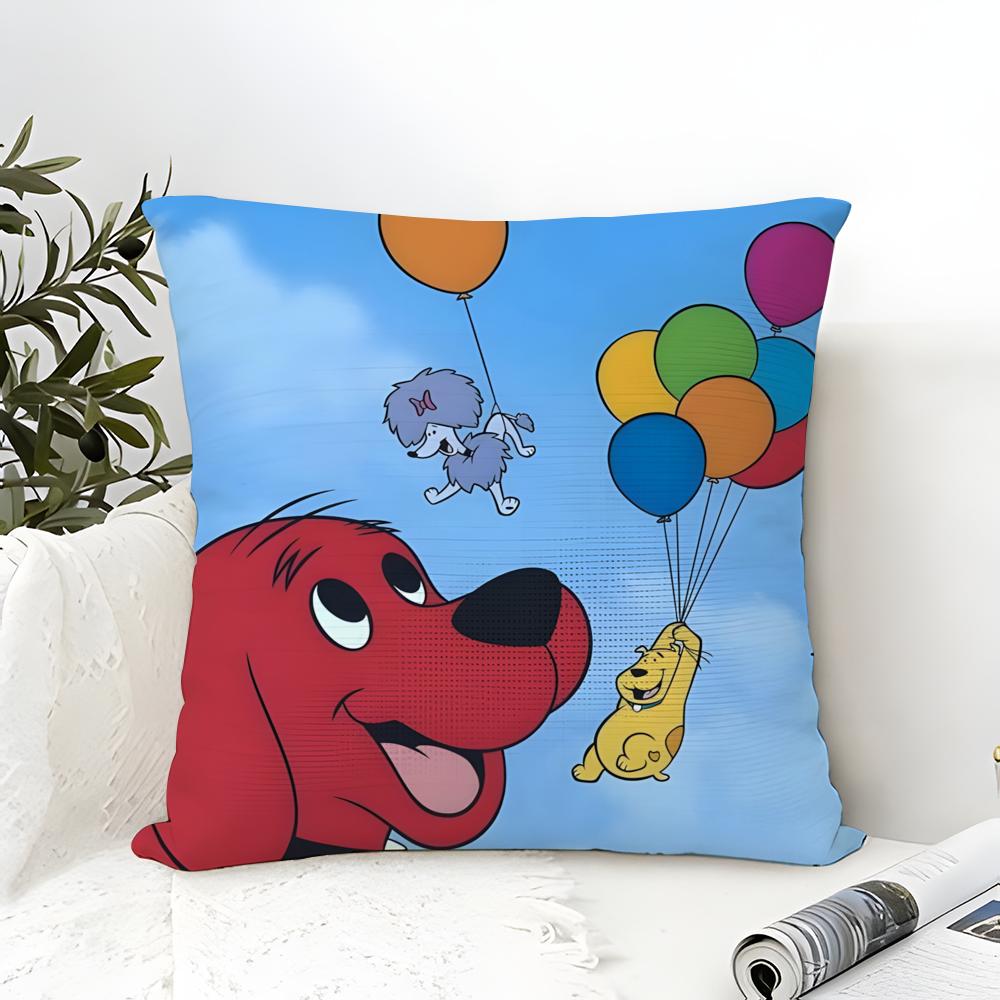 Federa Cuscino Tessuto Cotone Lino Quadrata Cerniera Federa Cuscino Decorazione Casa Soggiorno Fumetto Cartone Animato C-Clifford Il Grande Cane Rosso 1