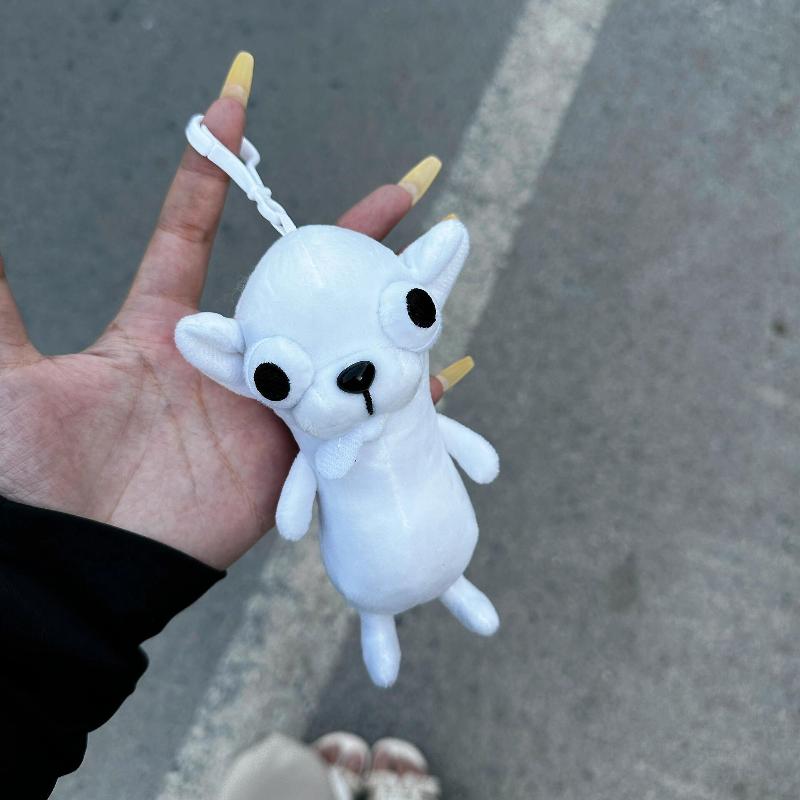 

1Pcs Cuddly Pillow Doll White Chihuahua Plush Keychain Toy Birthday Gift For Girls Stuffed Animals Bag Pendant Accessories