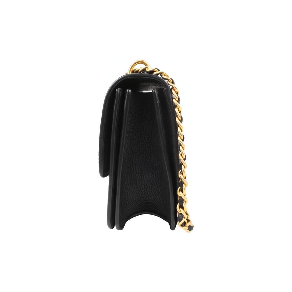 Tory Burch Britten Minimalist Fashion Hollow Double T Logo Flap Adjustable Metal Chain Leather Crossbody Shoulder Bag Women bags Black 140987-001
