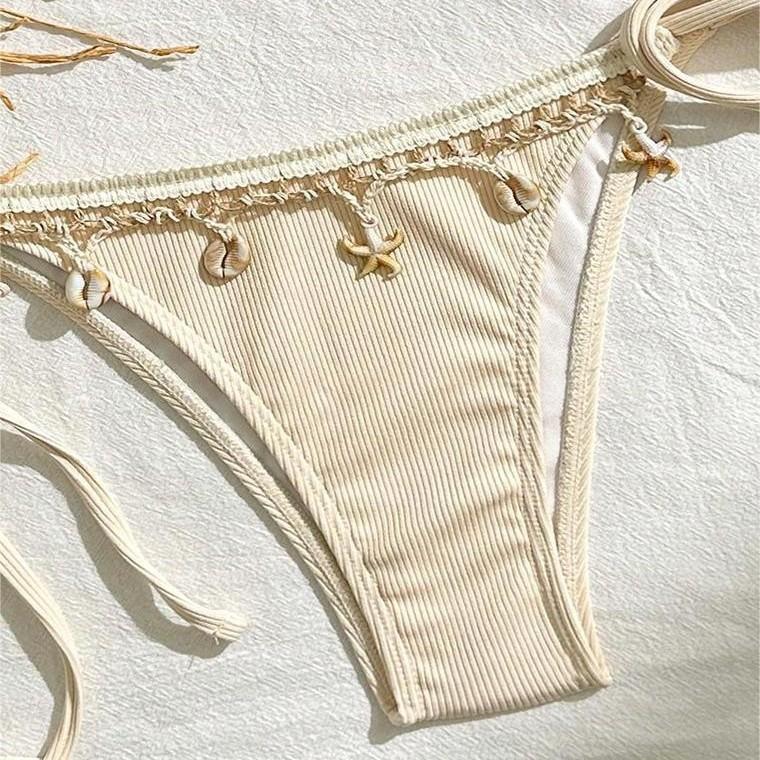 Shell Triangle Bikinis Bandage Thong Bikini Women Push Up Beach Swimwear 2 Piece Swimsuit Women Bathing Suit Beachwear