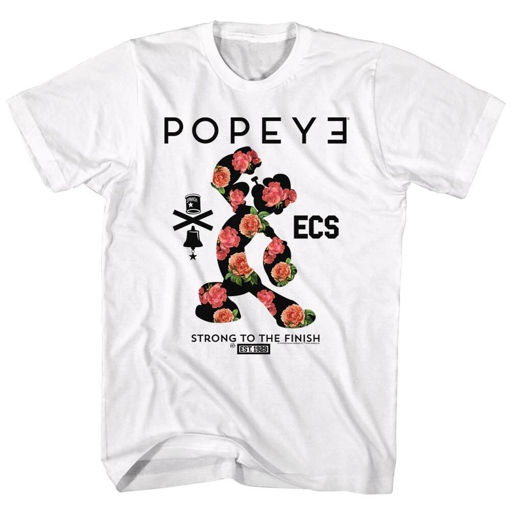 Popeye The Sailor Man Cartoon Flower Popeye Strong To The Finish Men s T Shirt M
