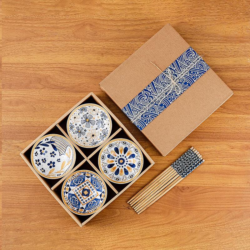 Chinese Ceramic Bowl & Chopstick Gift Set
