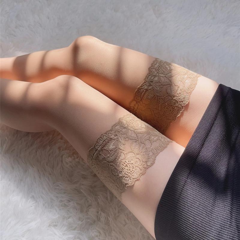 Sexy Lace Top Ultra-Thin Knee-High Stockings Silky Ol Ootd Fashion Legging Jk Lolita Cos Sex Fun Club Party Dance Women Fashion