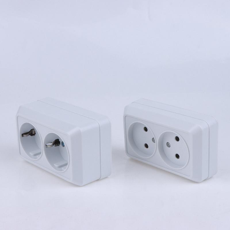 1Pcs 10A Eu Standard Electrical Outlett Ground Vintage Surface Power Socket Plugs Flame Retardant Plastic Wall Mount Socket