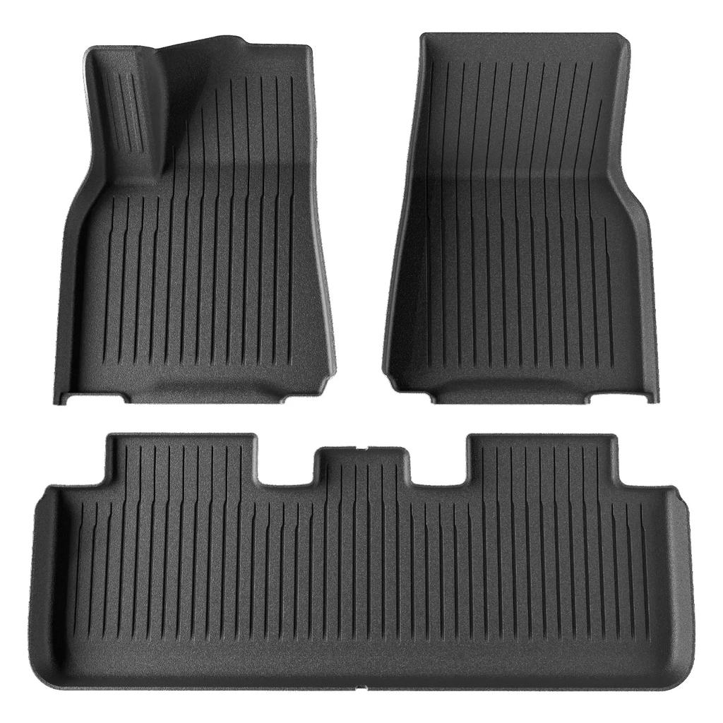 LUCKEASY Left Drive for Tesla Model Y 2021-2024 Car Floor Mats TPE 3D Foot Pad Waterproof All Weather Car Accessories Black