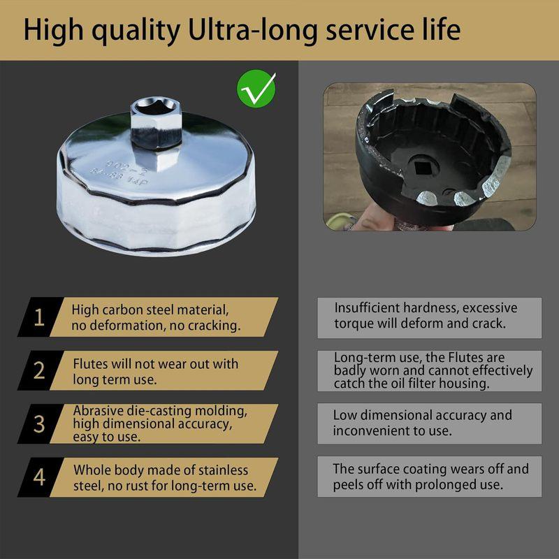 Mreoocar 14Flutes Oil Filter Wrench for Sprinter Jeep and Dodge Oil Filter Cap Socket Removal Tool for Changing Oil