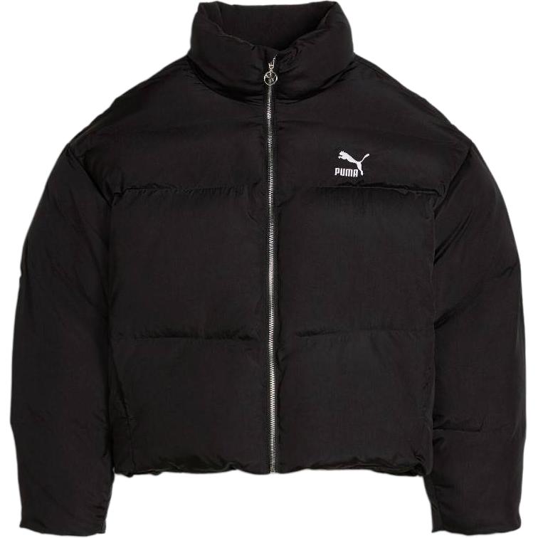 Puma Classics Oversized Puffer Jacket SS23 Solid Color Letter Print Zipper Stand Collar Long Sleeve Down Jacket Women Jacket Black 621693-01