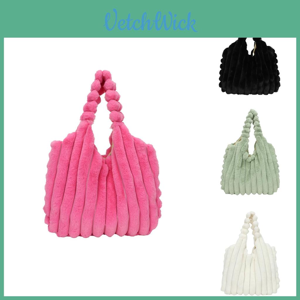 Stilvolle, geräumige Plüsch-Tragetasche, weiche, urban-schicke, flauschige Schultertasche