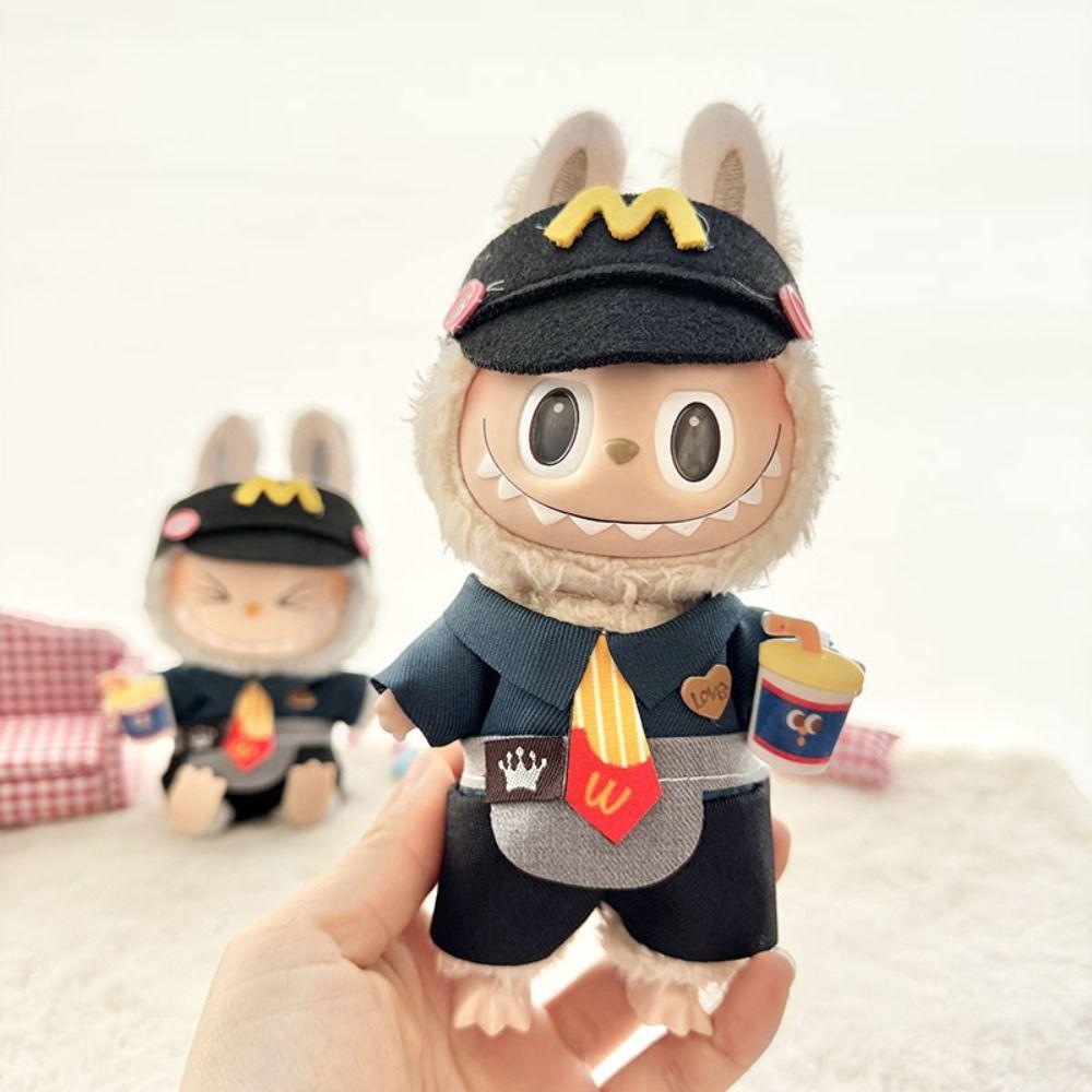 

Handmade Sitting Labubu Cloth Milkshake 17cm Plush Dolls Clothes Kids Girls Toys чорний