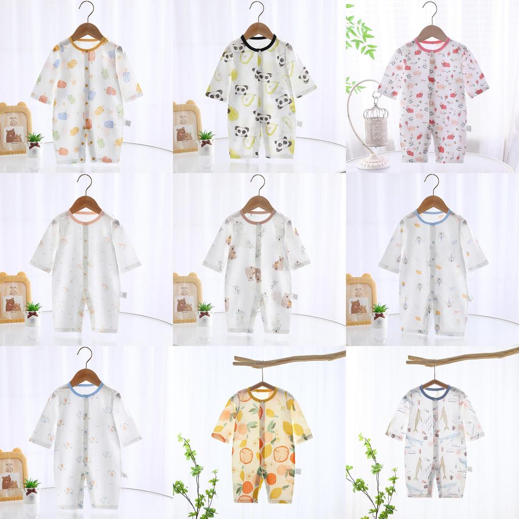 Baby Cotton Romper With Long Sleeves For Newborns Summer Safe Skinfriendly