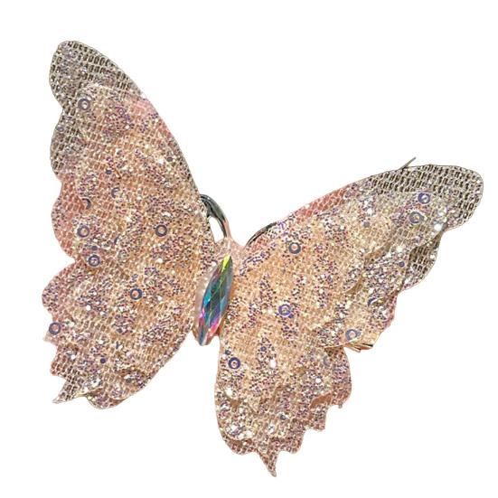 Hair Clip Rhinestones Inlaid Gradient Mesh Yarn 3D Butterfly Decor Side Bang Hair Pin Fairy Girl Hair Accessories