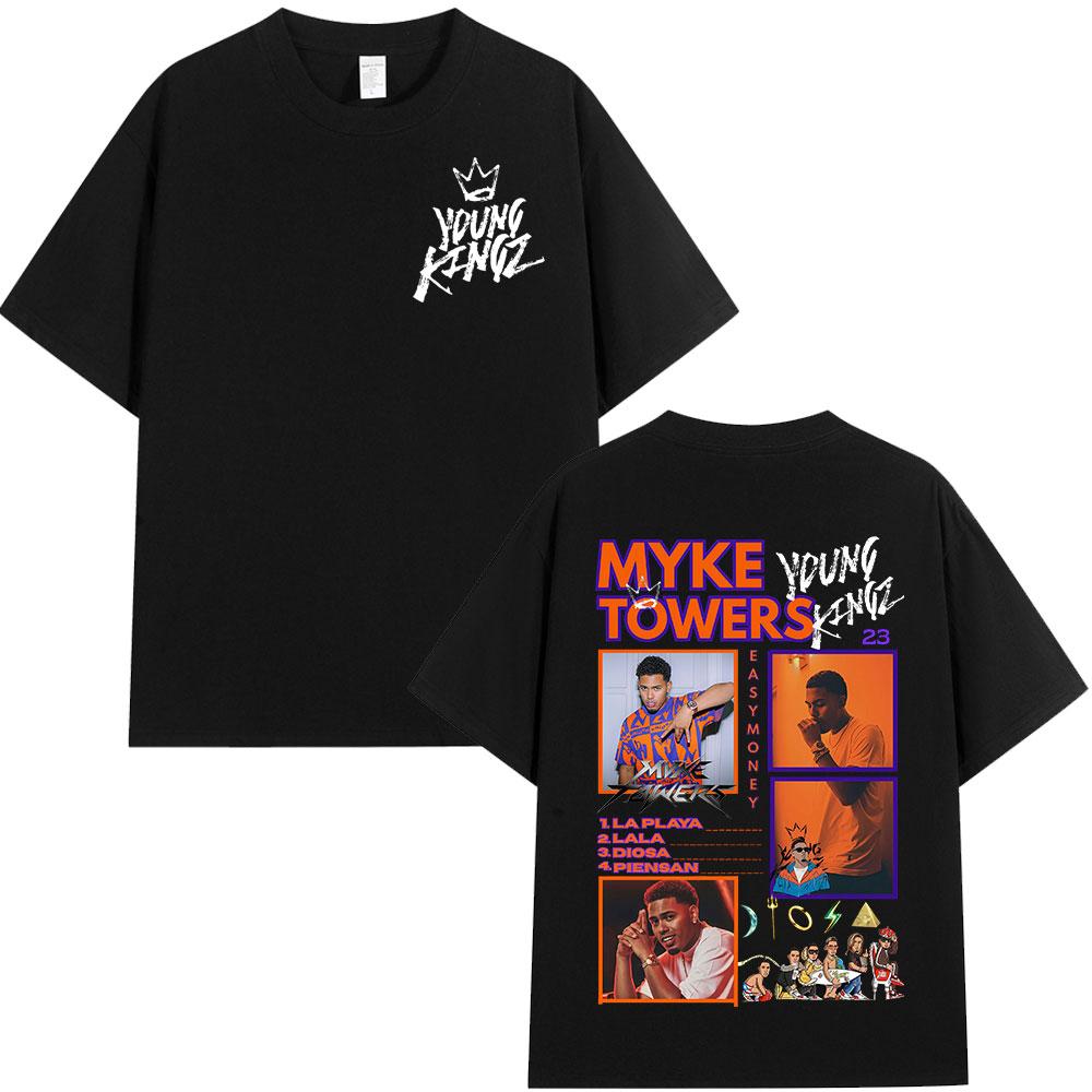 Rapper Myke Towers Graphic T-shirts Men Women Clothing Fashion Hip Hop Oversized T Shirt Unisex Cotton Short Sleeve T-shirt Tops