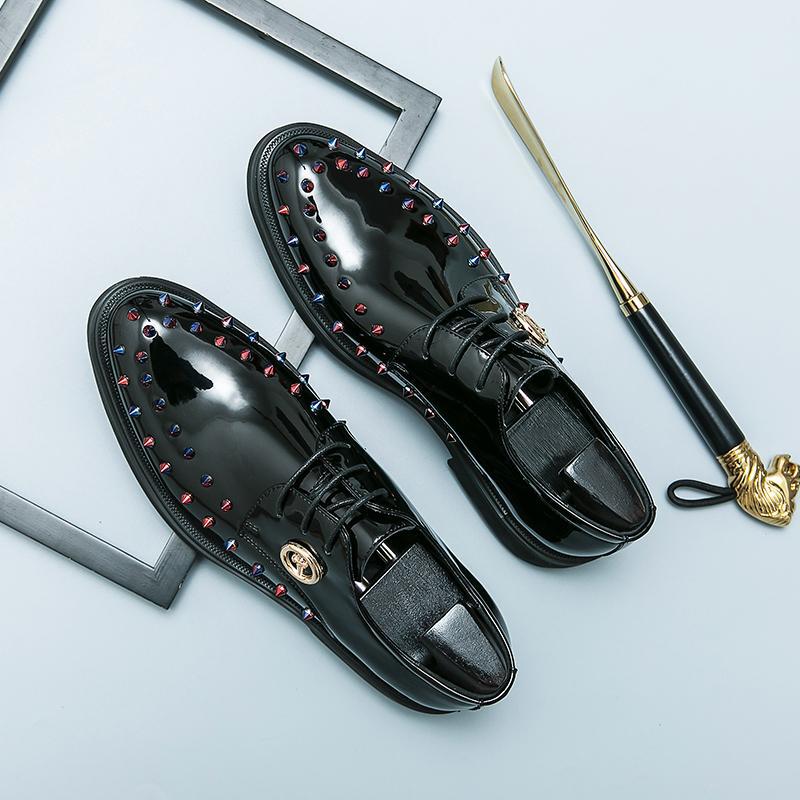 

European, American large size new fashion Korean version trend casual shoes men s pointed leather shoes men s shoes nightclub leather shoes can be 38 золотой